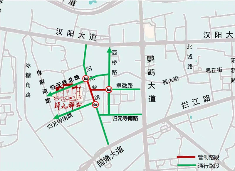 初二、初三、初四、初六、初七核心区域交通管制示意图。