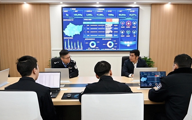 涉烟情报研判室工作场景。